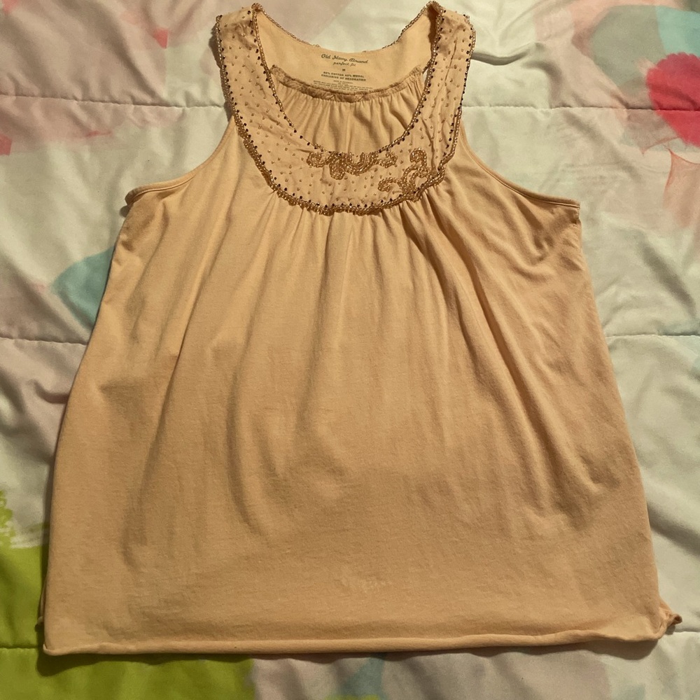 Old Navy - Peach Tank Top with beaded detailing - Size Medium